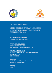 Image of Vidio Edukasi Bayaha Merokok Mengggunakan Software Adobe Premiere Pro 2020 (E-Book)