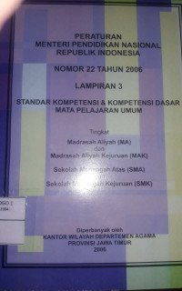Peraturan menteri pendidikan nasional republik indonesia no.22 tahun 2006